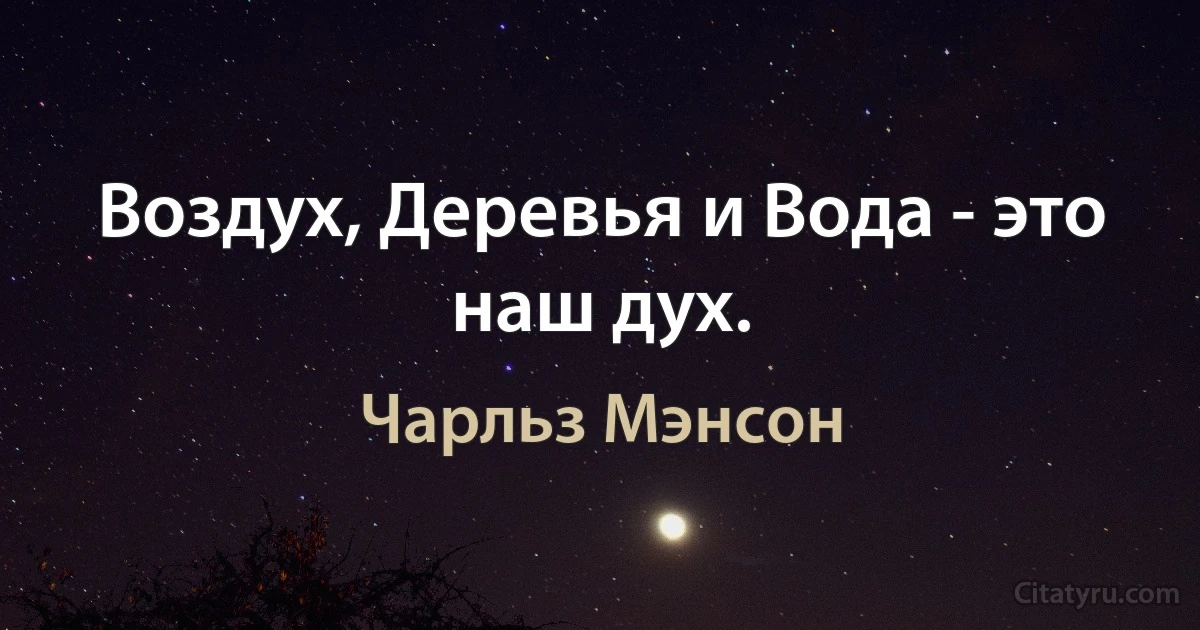 Воздух, Деревья и Вода - это наш дух. (Чарльз Мэнсон)