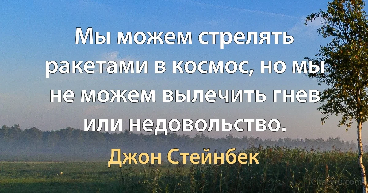 Мы можем стрелять ракетами в космос, но мы не можем вылечить гнев или недовольство. (Джон Стейнбек)