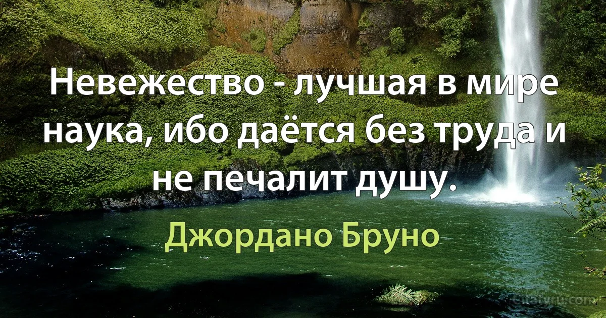 Невежество - лучшая в мире наука, ибо даётся без труда и не печалит душу. (Джордано Бруно)