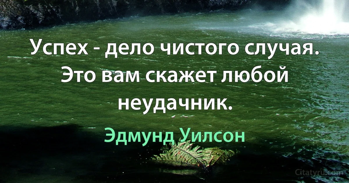 Успех - дело чистого случая. Это вам скажет любой неудачник. (Эдмунд Уилсон)