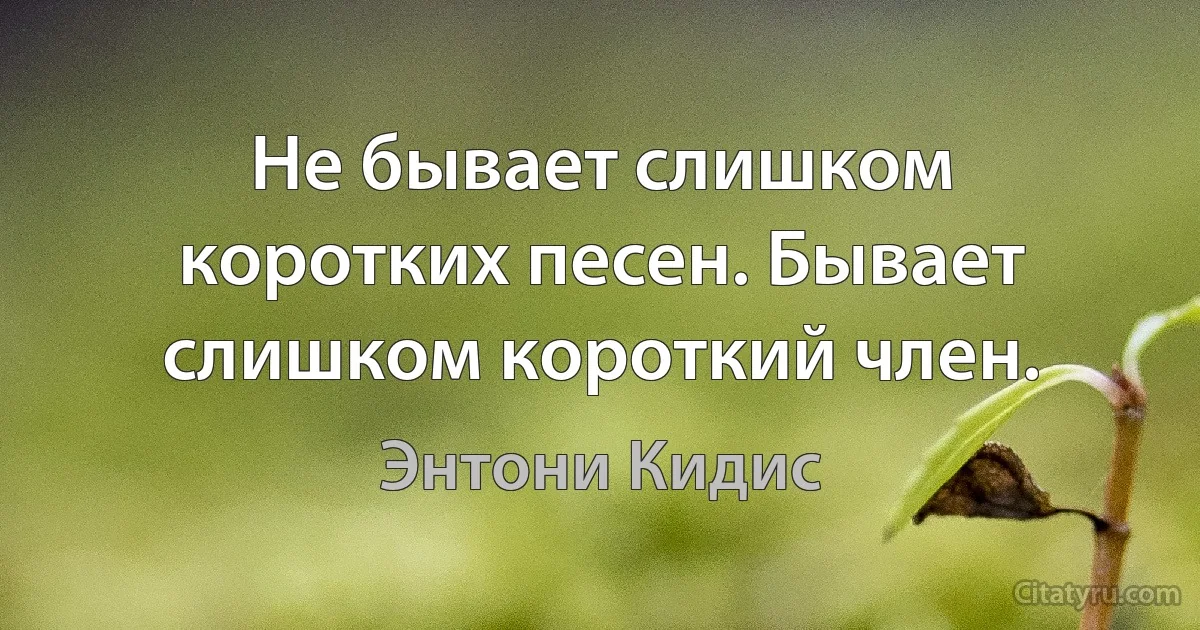 Не бывает слишком коротких песен. Бывает слишком короткий член. (Энтони Кидис)