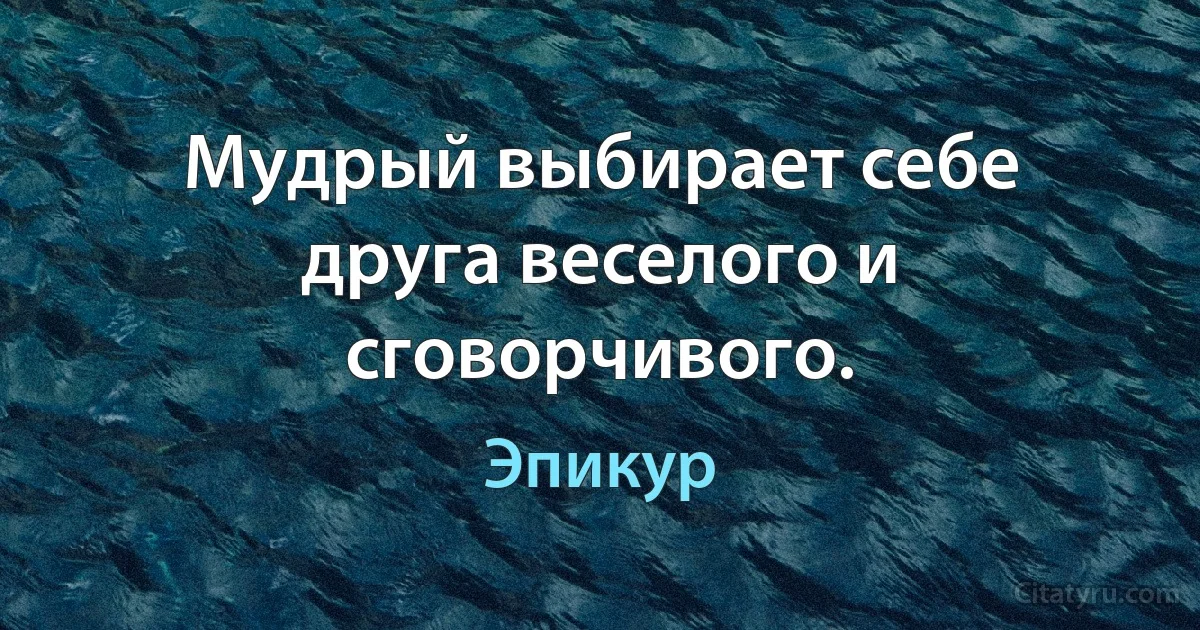 Мудрый выбирает себе друга веселого и сговорчивого. (Эпикур)