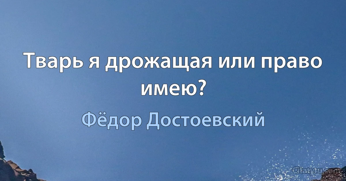 Тварь я дрожащая или право имею? (Фёдор Достоевский)