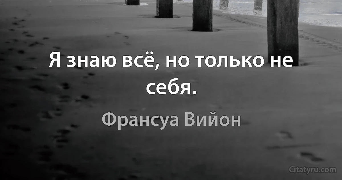 Я знаю всё, но только не себя. (Франсуа Вийон)