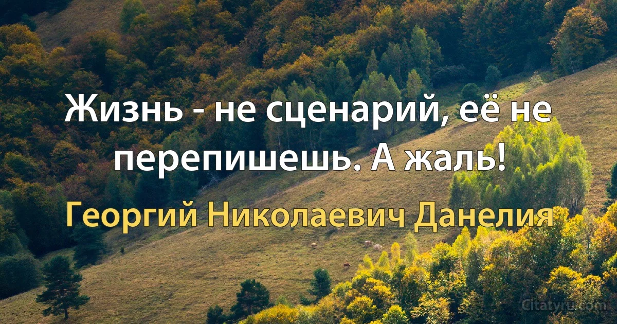 Жизнь - не сценарий, её не перепишешь. А жаль! (Георгий Николаевич Данелия)