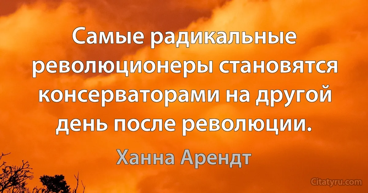 Самые радикальные революционеры становятся консерваторами на другой день после революции. (Ханна Арендт)