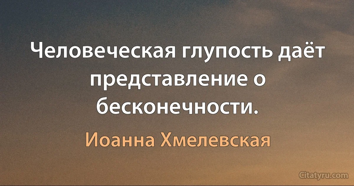 Человеческая глупость даёт представление о бесконечности. (Иоанна Хмелевская)