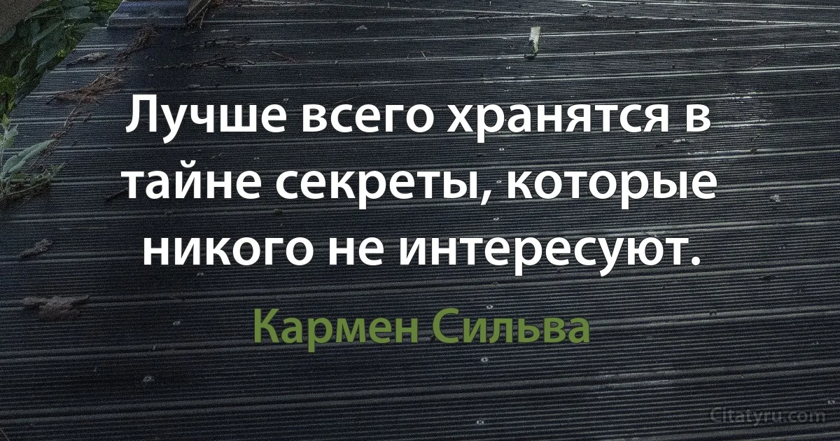 Лучше всего хранятся в тайне секреты, которые никого не интересуют. (Кармен Сильва)