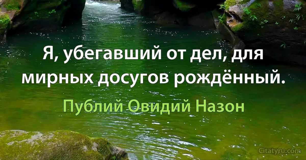 Я, убегавший от дел, для мирных досугов рождённый. (Публий Овидий Назон)