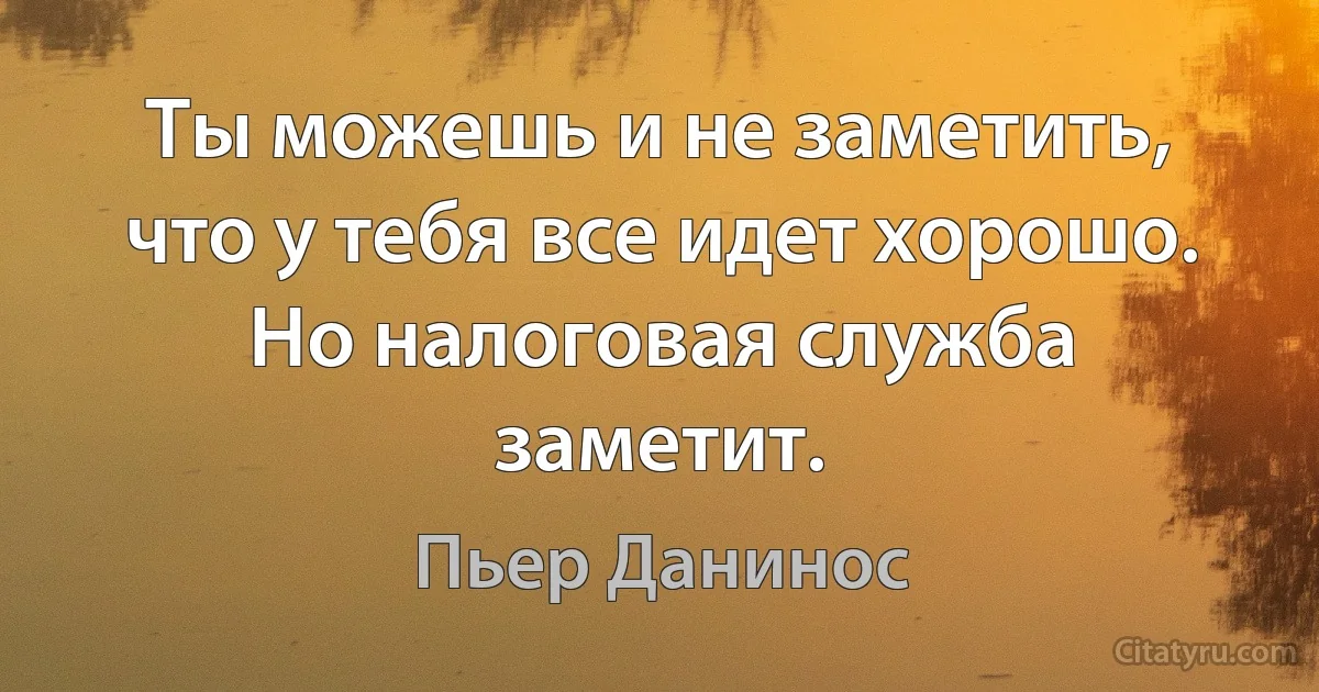 Ты можешь и не заметить, что у тебя все идет хорошо. Но налоговая служба заметит. (Пьер Данинос)