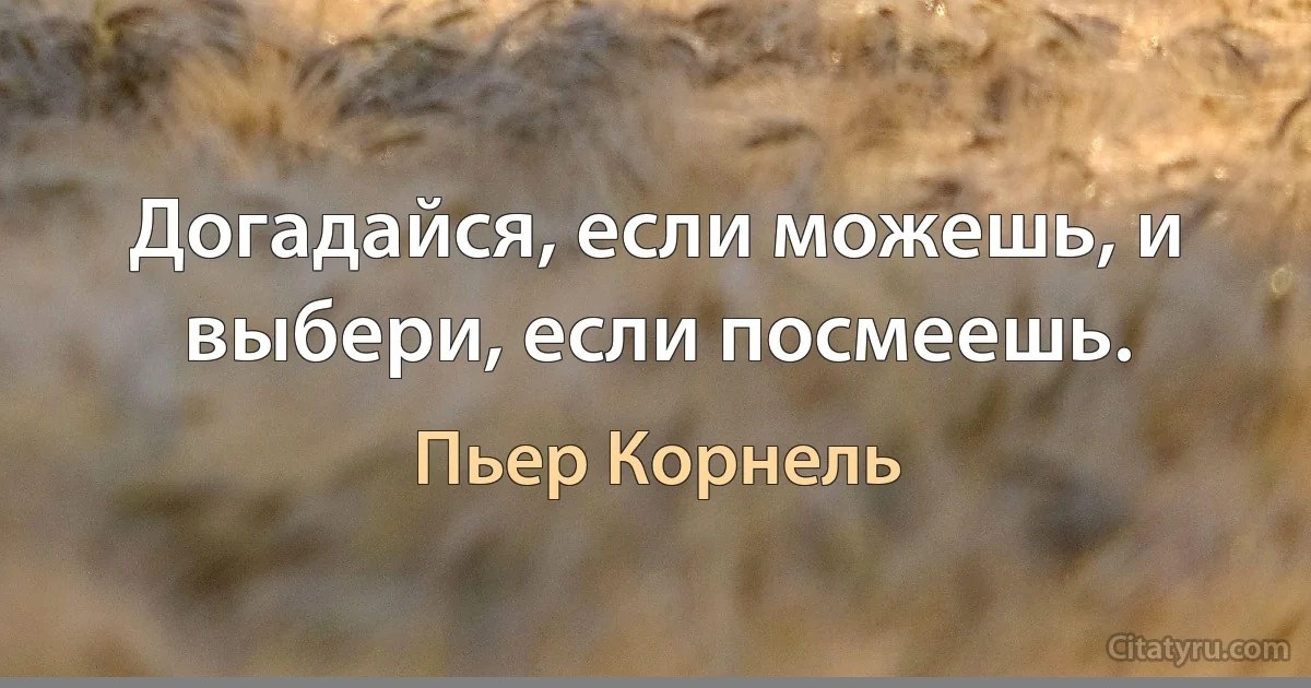 Догадайся, если можешь, и выбери, если посмеешь. (Пьер Корнель)