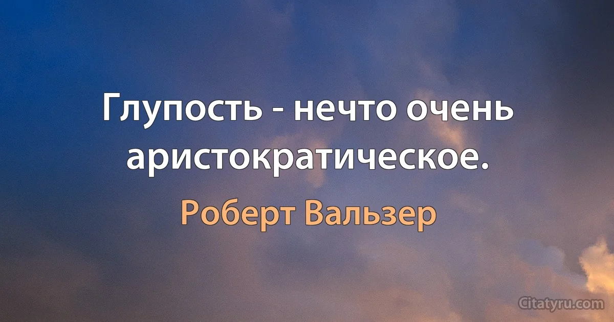 Глупость - нечто очень аристократическое. (Роберт Вальзер)