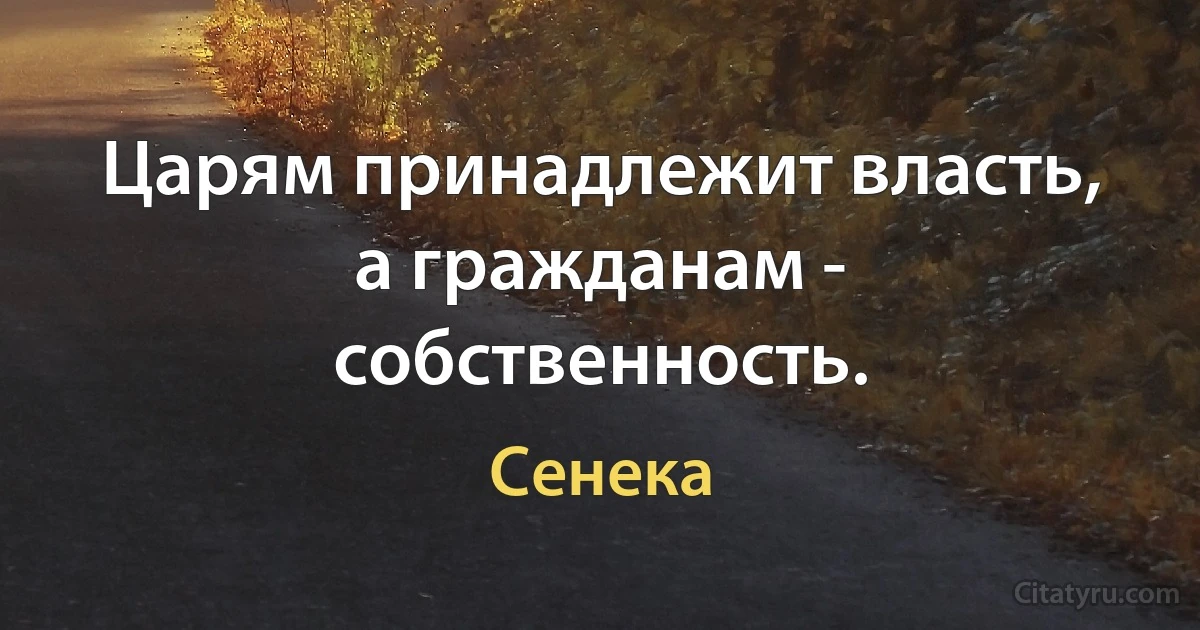 Царям принадлежит власть, а гражданам - собственность. (Сенека)