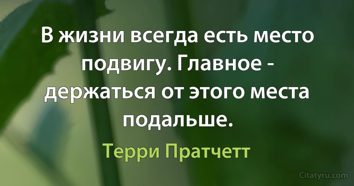 В жизни всегда есть место подвигу. Главное - держаться от этого места подальше. (Терри Пратчетт)