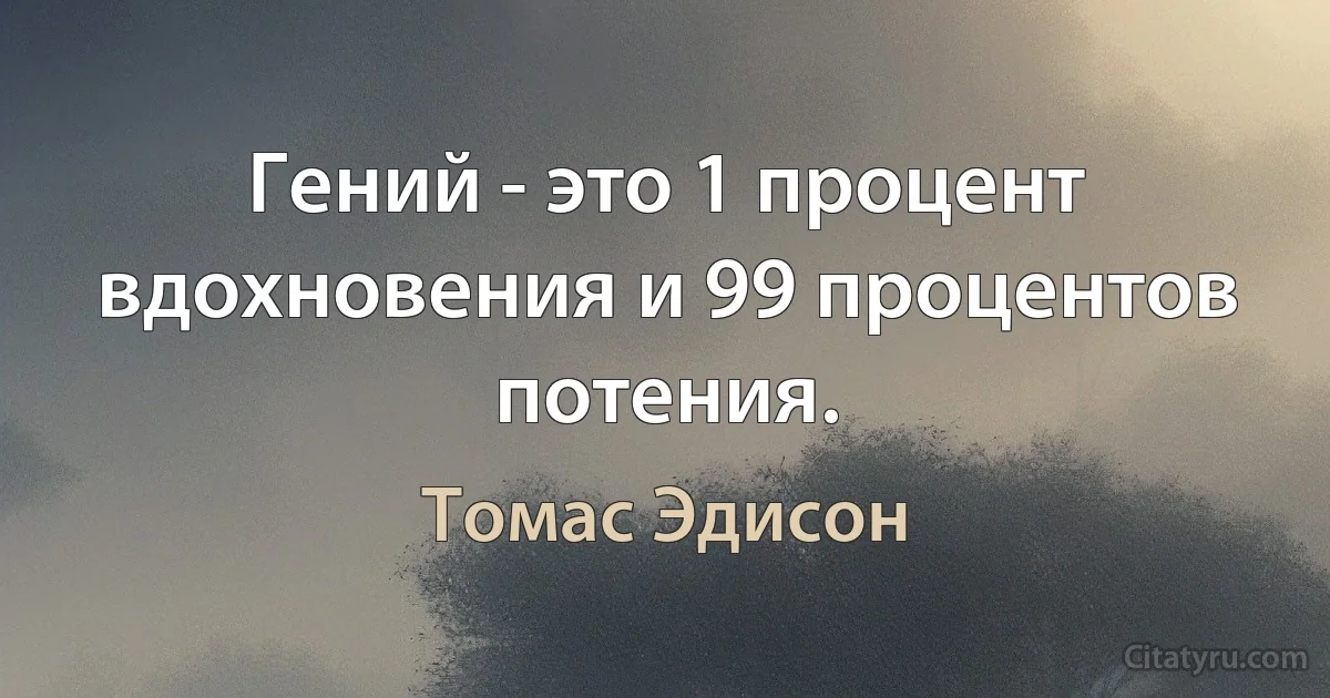 Гений - это 1 процент вдохновения и 99 процентов потения. (Томас Эдисон)