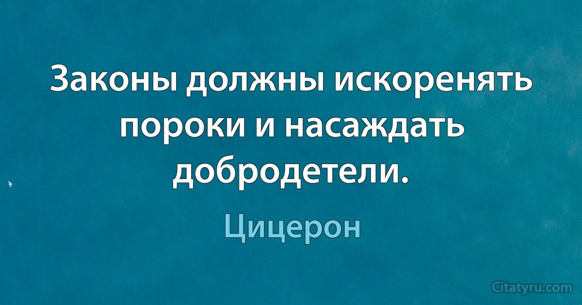 Законы должны искоренять пороки и насаждать добродетели. (Цицерон)