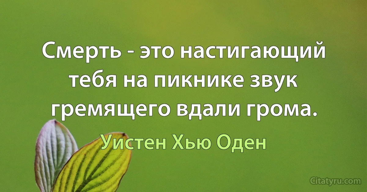 Смерть - это настигающий тебя на пикнике звук гремящего вдали грома. (Уистен Хью Оден)