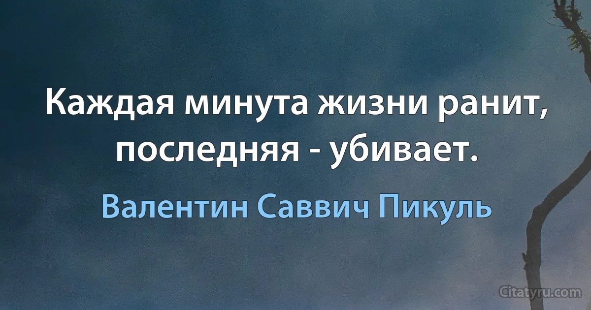 Каждая минута жизни ранит, последняя - убивает. (Валентин Саввич Пикуль)