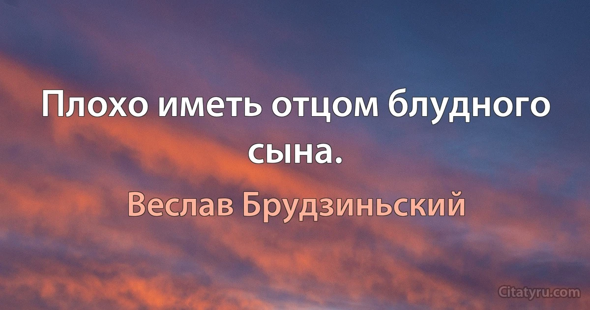 Плохо иметь отцом блудного сына. (Веслав Брудзиньский)