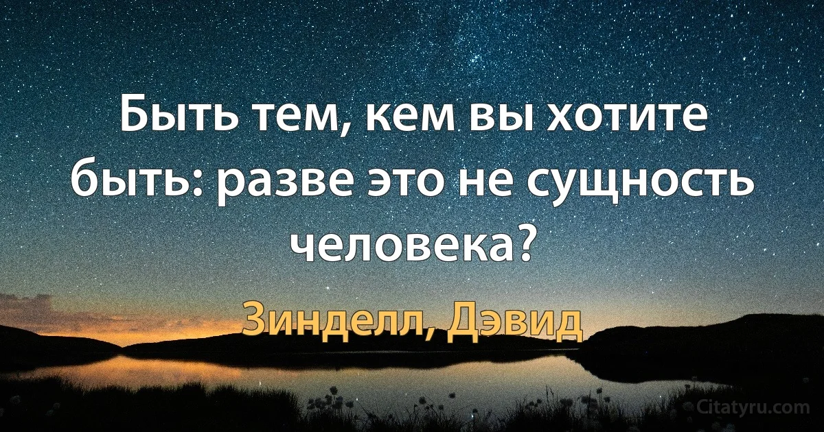 Быть тем, кем вы хотите быть: разве это не сущность человека? (Зинделл, Дэвид)