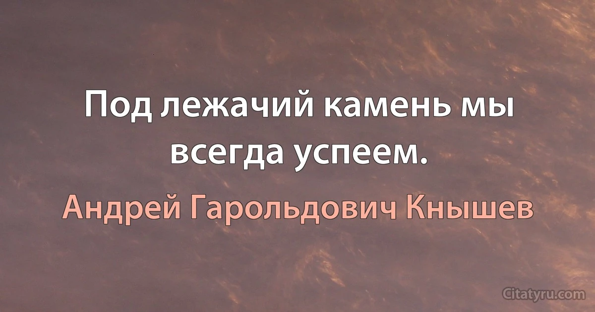 Под лежачий камень мы всегда успеем. (Андрей Гарольдович Кнышев)