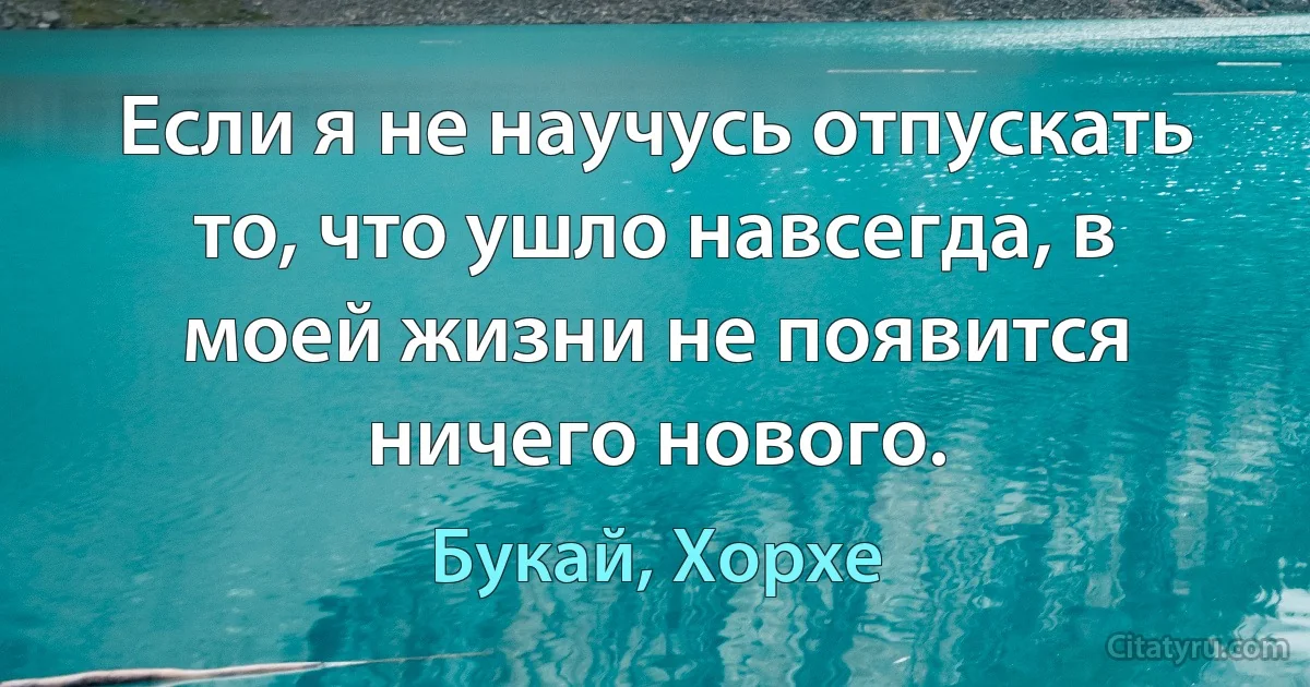 Если я не научусь отпускать то, что ушло навсегда, в моей жизни не появится ничего нового. (Букай, Хорхе)