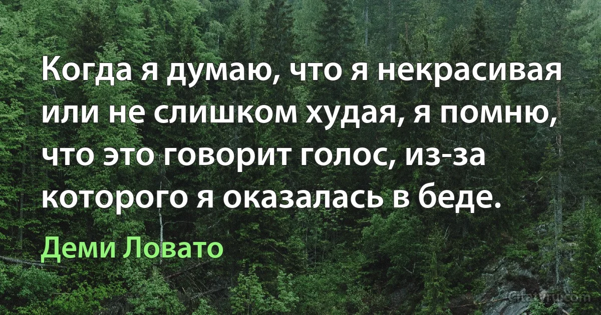 Когда я думаю, что я некрасивая или не слишком худая, я помню, что это говорит голос, из-за которого я оказалась в беде. (Деми Ловато)