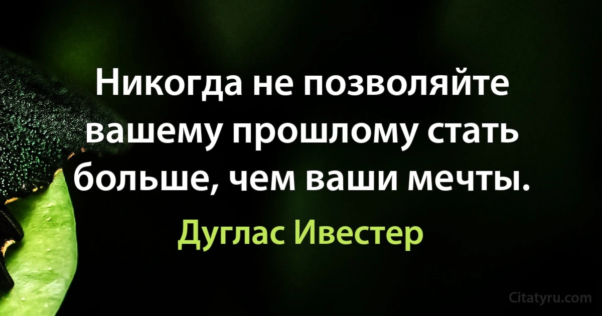 Никогда не позволяйте вашему прошлому стать больше, чем ваши мечты. (Дуглас Ивестер)