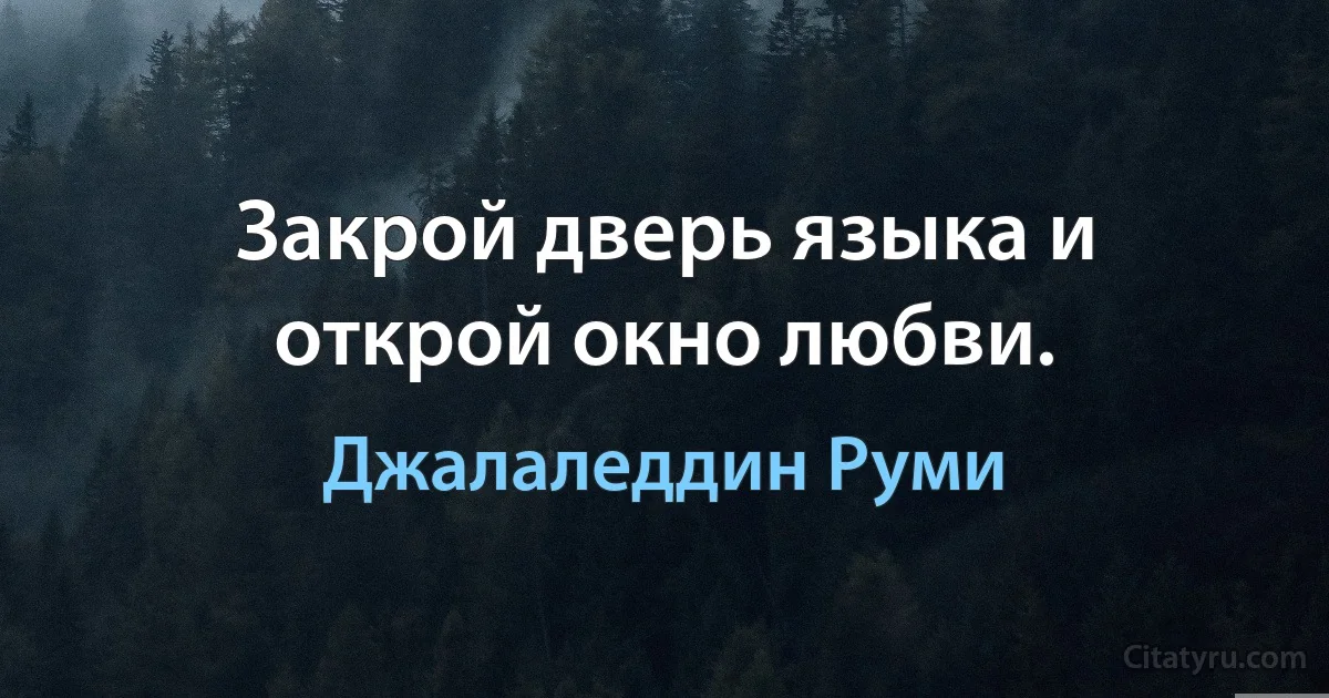 Закрой дверь языка и открой окно любви. (Джалаледдин Руми)