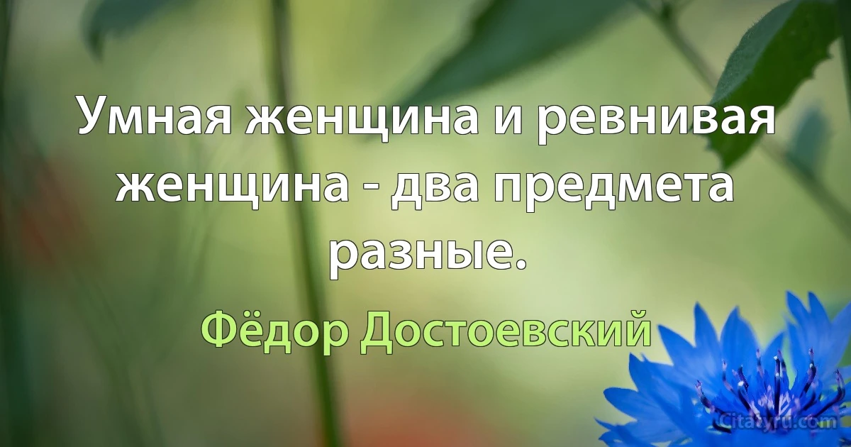 Умная женщина и ревнивая женщина - два предмета разные. (Фёдор Достоевский)