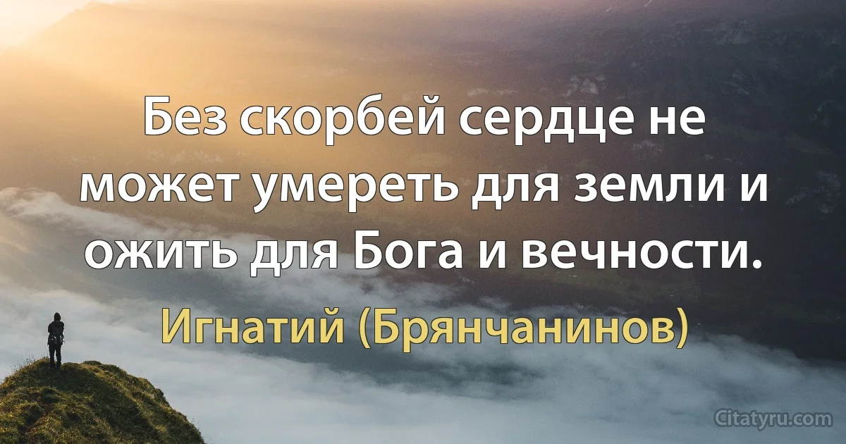 Без скорбей сердце не может умереть для земли и ожить для Бога и вечности. (Игнатий (Брянчанинов))