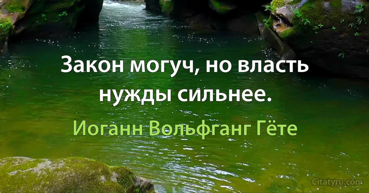 Закон могуч, но власть нужды сильнее. (Иоганн Вольфганг Гёте)