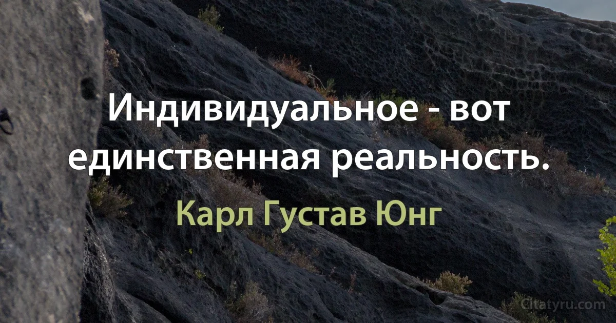 Индивидуальное - вот единственная реальность. (Карл Густав Юнг)