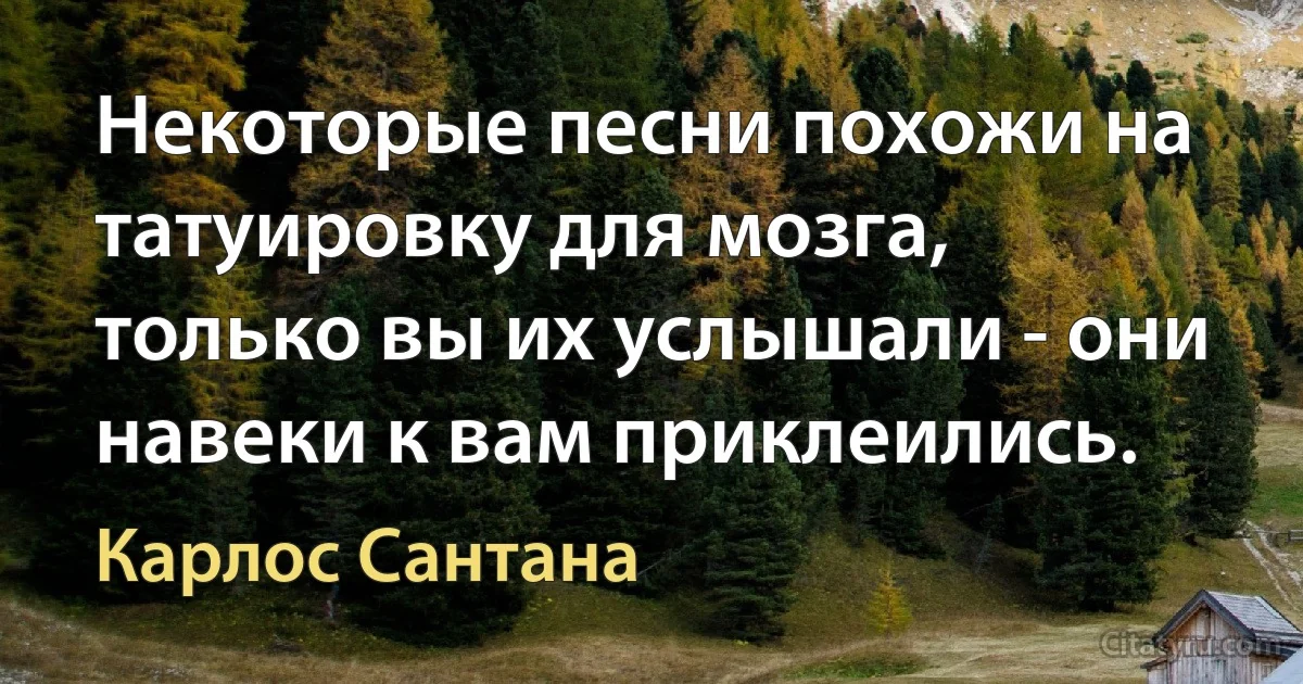 Некоторые песни похожи на татуировку для мозга, только вы их услышали - они навеки к вам приклеились. (Карлос Сантана)