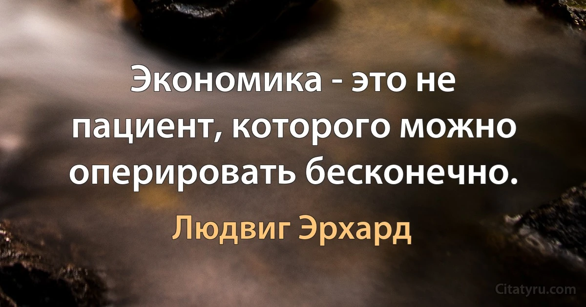 Экономика - это не пациент, которого можно оперировать бесконечно. (Людвиг Эрхард)