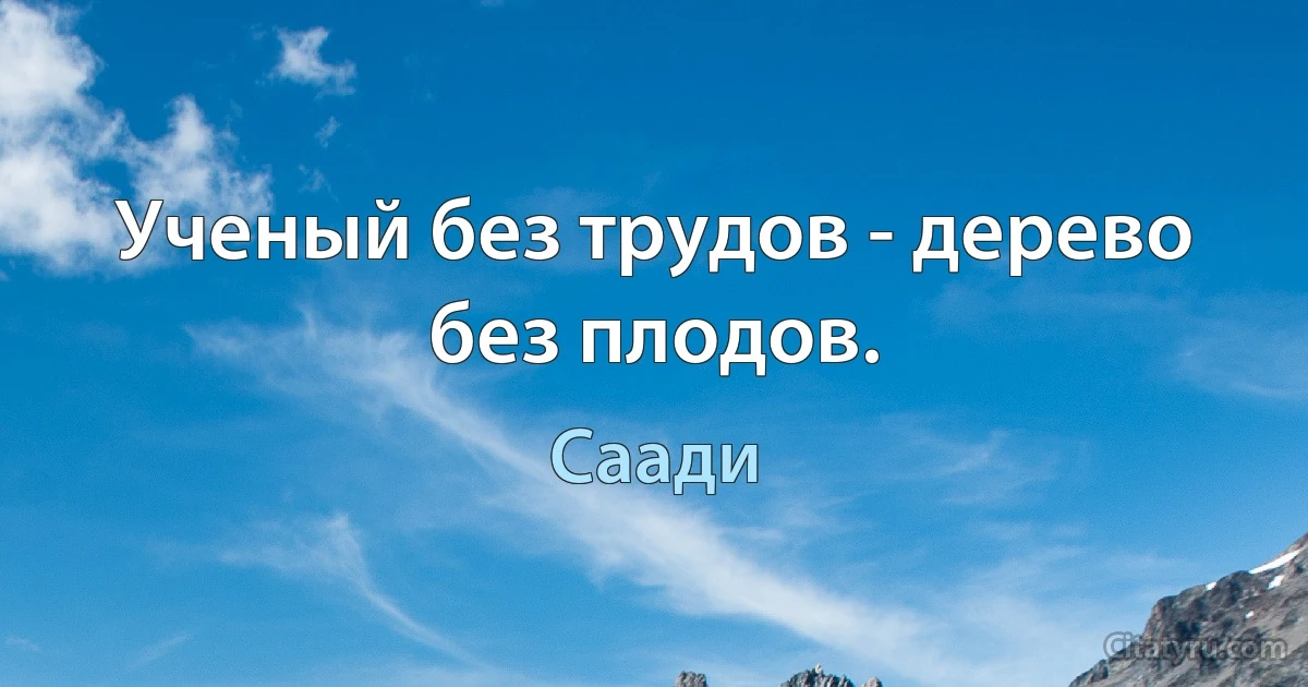 Ученый без трудов - дерево без плодов. (Саади)