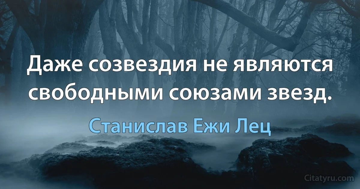 Даже созвездия не являются свободными союзами звезд. (Станислав Ежи Лец)