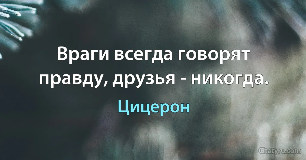 Враги всегда говорят правду, друзья - никогда. (Цицерон)