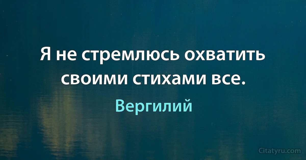 Я не стремлюсь охватить своими стихами все. (Вергилий)