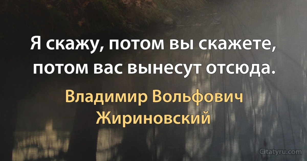 Я скажу, потом вы скажете, потом вас вынесут отсюда. (Владимир Вольфович Жириновский)