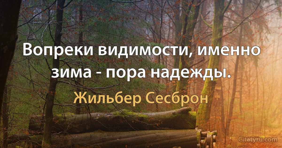 Вопреки видимости, именно зима - пора надежды. (Жильбер Сесброн)