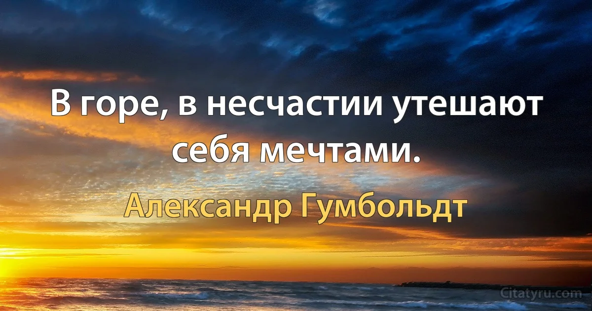 В горе, в несчастии утешают себя мечтами. (Александр Гумбольдт)