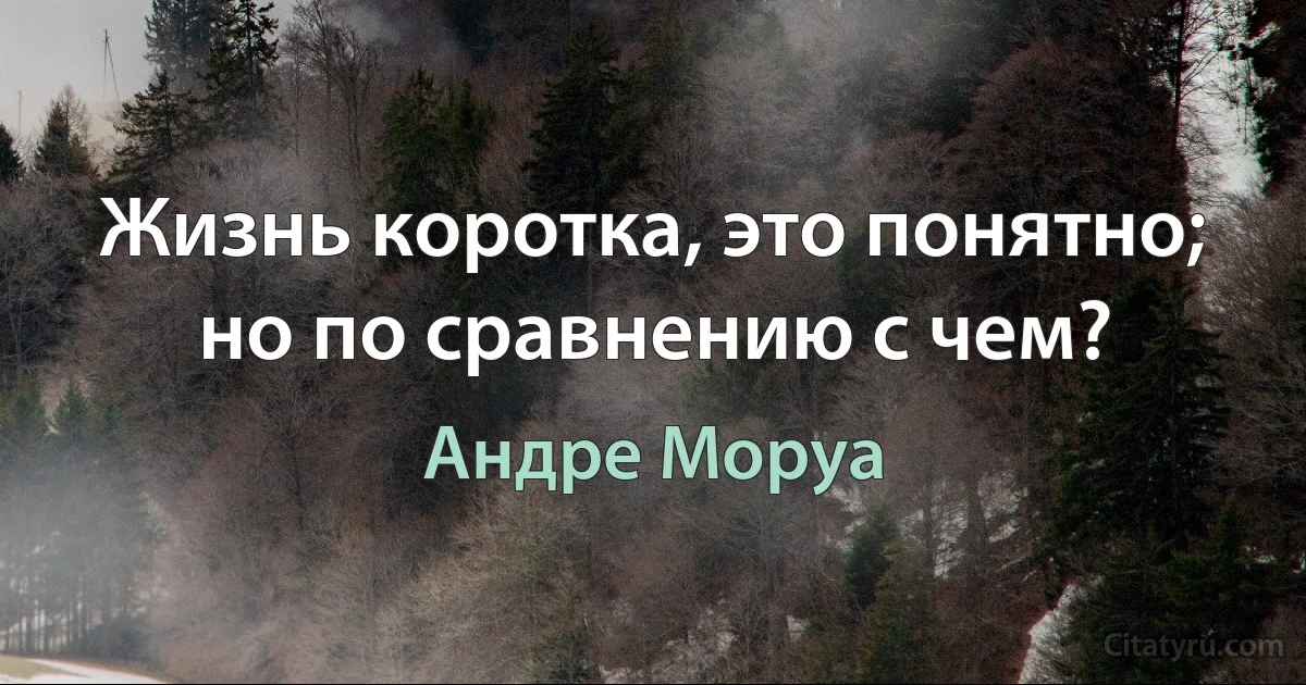 Жизнь коротка, это понятно; но по сравнению с чем? (Андре Моруа)