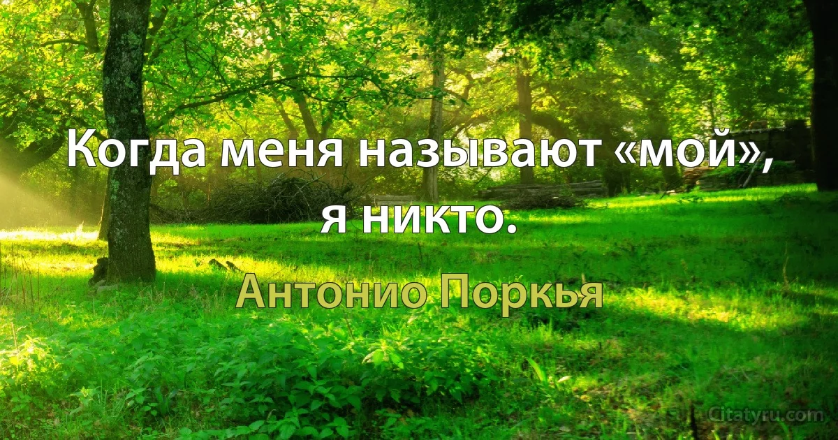 Когда меня называют «мой», я никто. (Антонио Поркья)