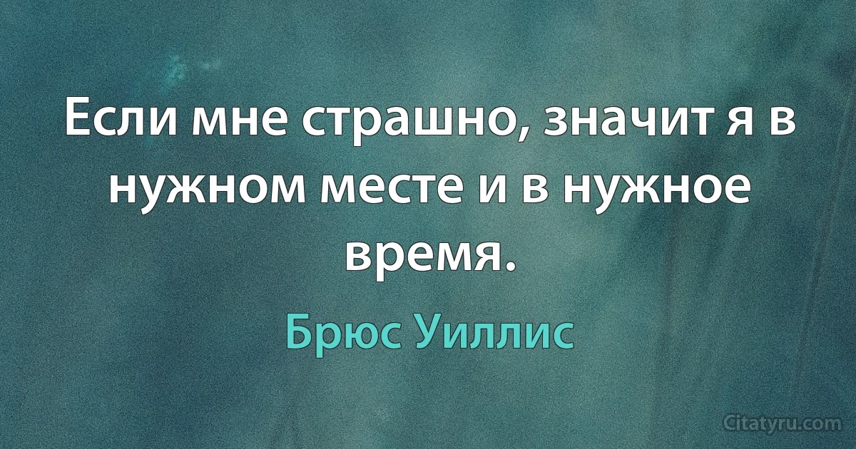 Если мне страшно, значит я в нужном месте и в нужное время. (Брюс Уиллис)