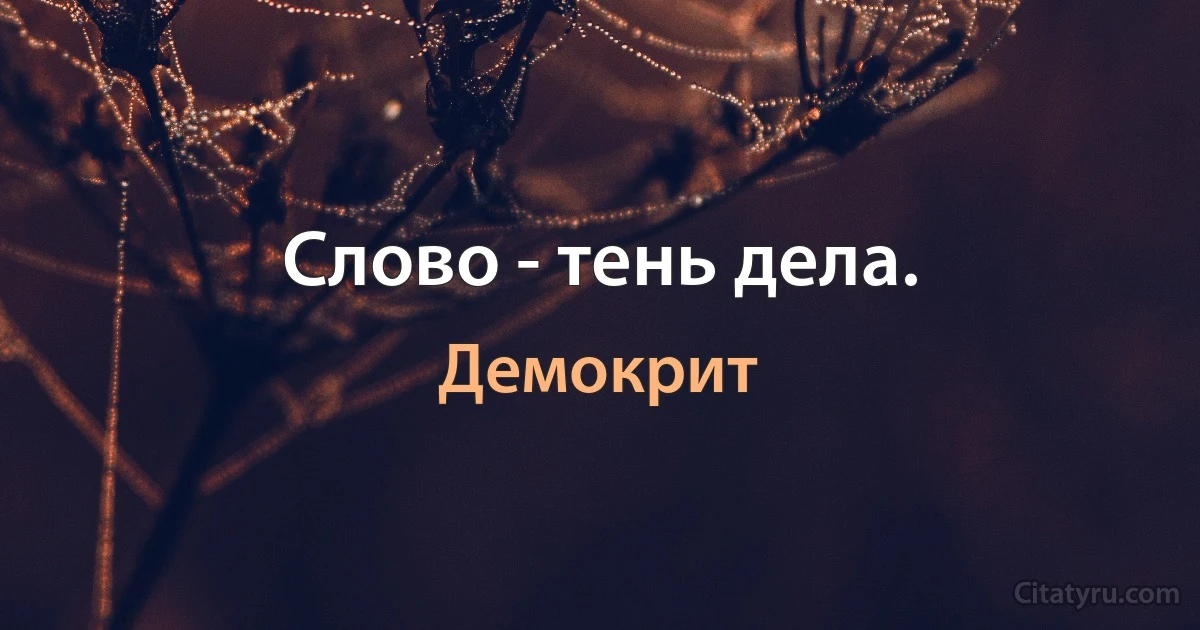 Слово - тень дела. (Демокрит)