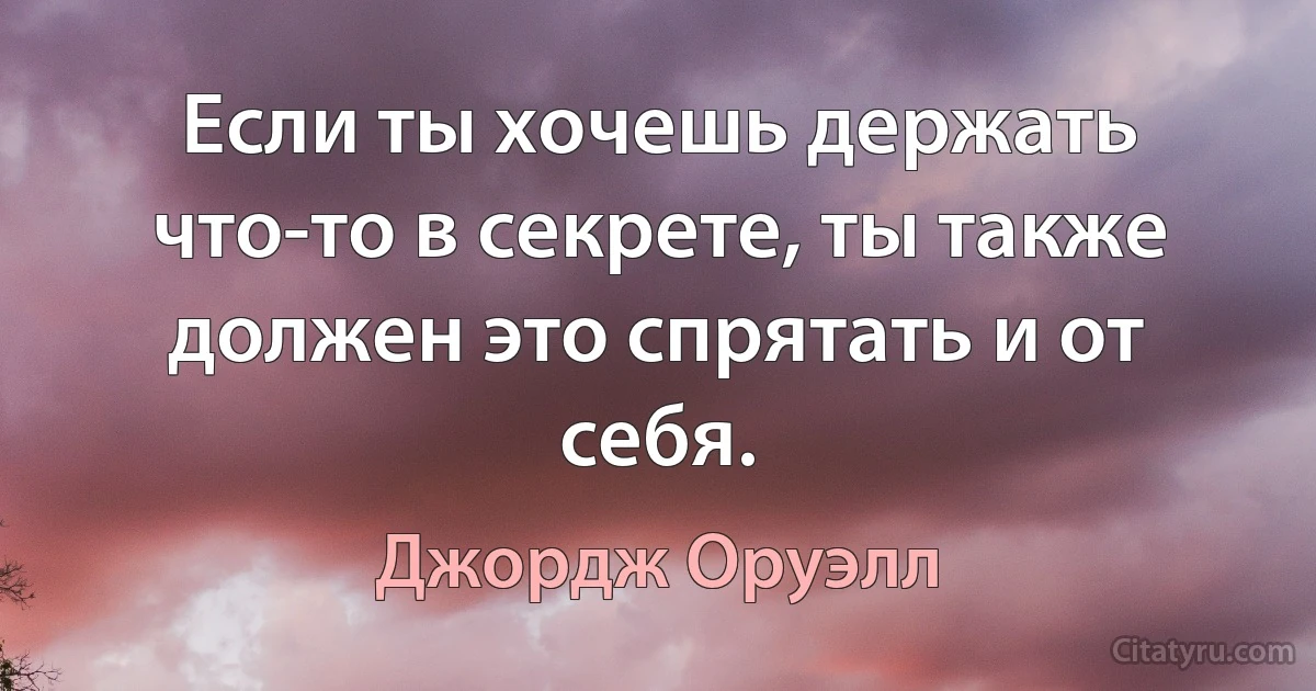 Если ты хочешь держать что-то в секрете, ты также должен это спрятать и от себя. (Джордж Оруэлл)