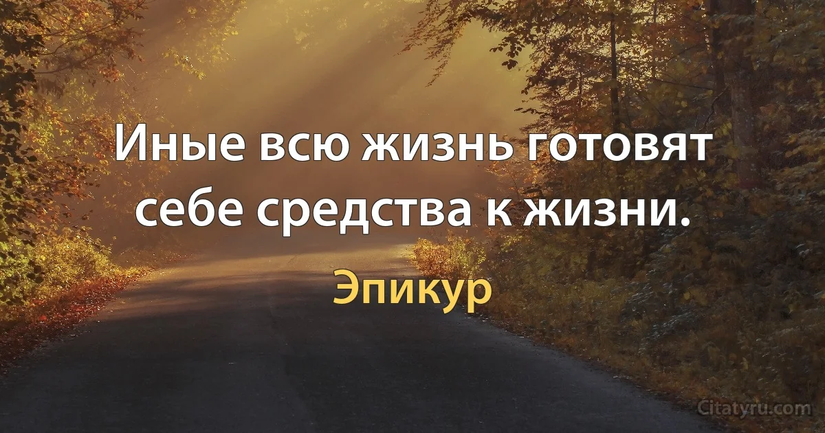 Иные всю жизнь готовят себе средства к жизни. (Эпикур)