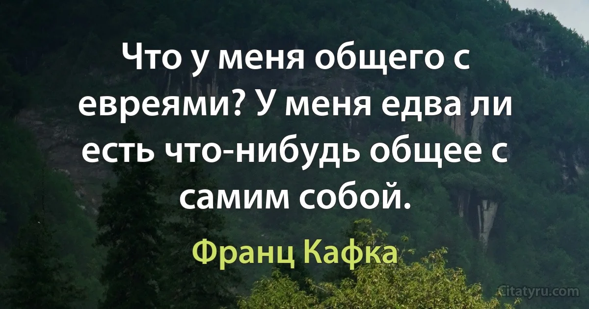 Что у меня общего с евреями? У меня едва ли есть что-нибудь общее с самим собой. (Франц Кафка)