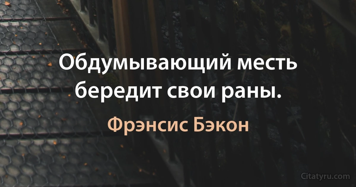 Обдумывающий месть бередит свои раны. (Фрэнсис Бэкон)